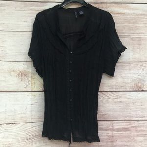 Black blouse with lace trim